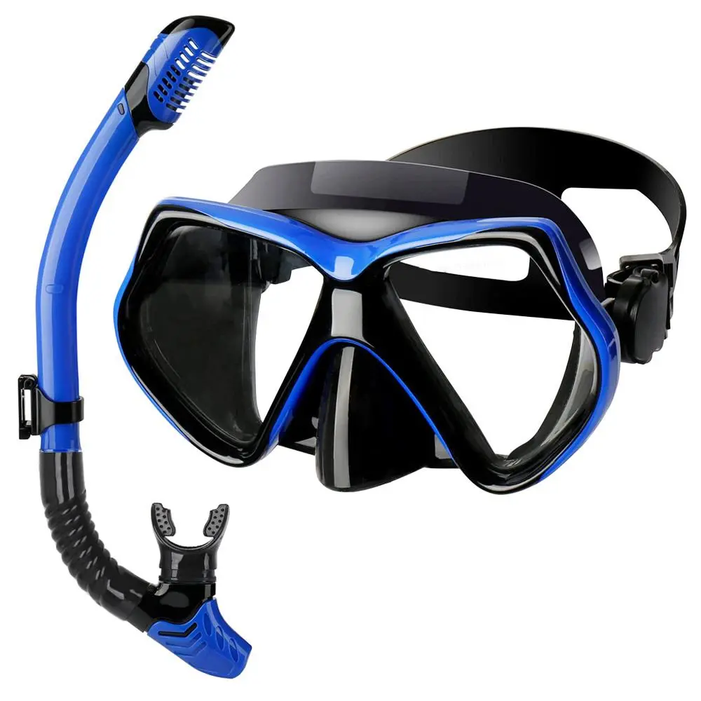 1 Set Adjustable Diving Mask Snorkel, Professional Diving Goggles, Wide View Tempered Glass Lens Anti-fog Swimming Goggles, Diving Swimming Training Equipment For Adults Teens, Snorkeling Gear Kit, Diving Accessory Kit