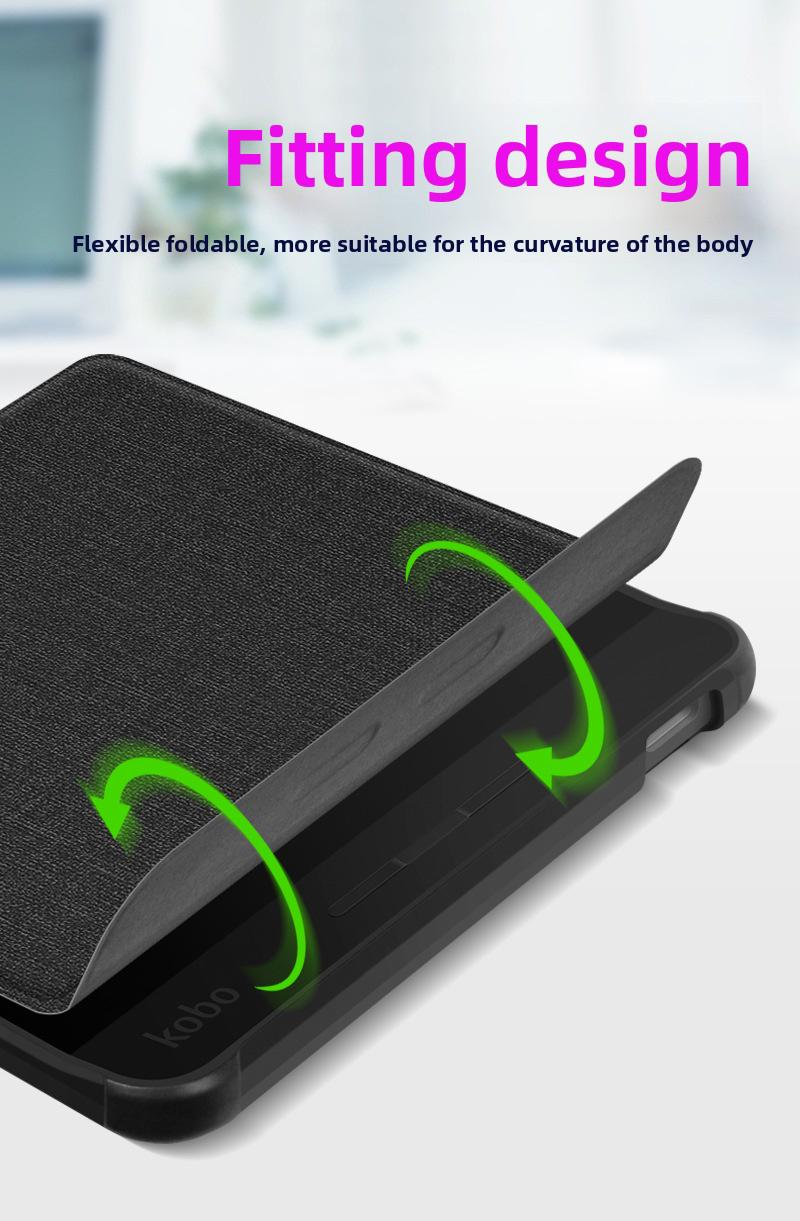 2024 KOBO Libra Color 7 Inch eReader Smart Case  TPU Fabric Cover for Android Tablet Compatible