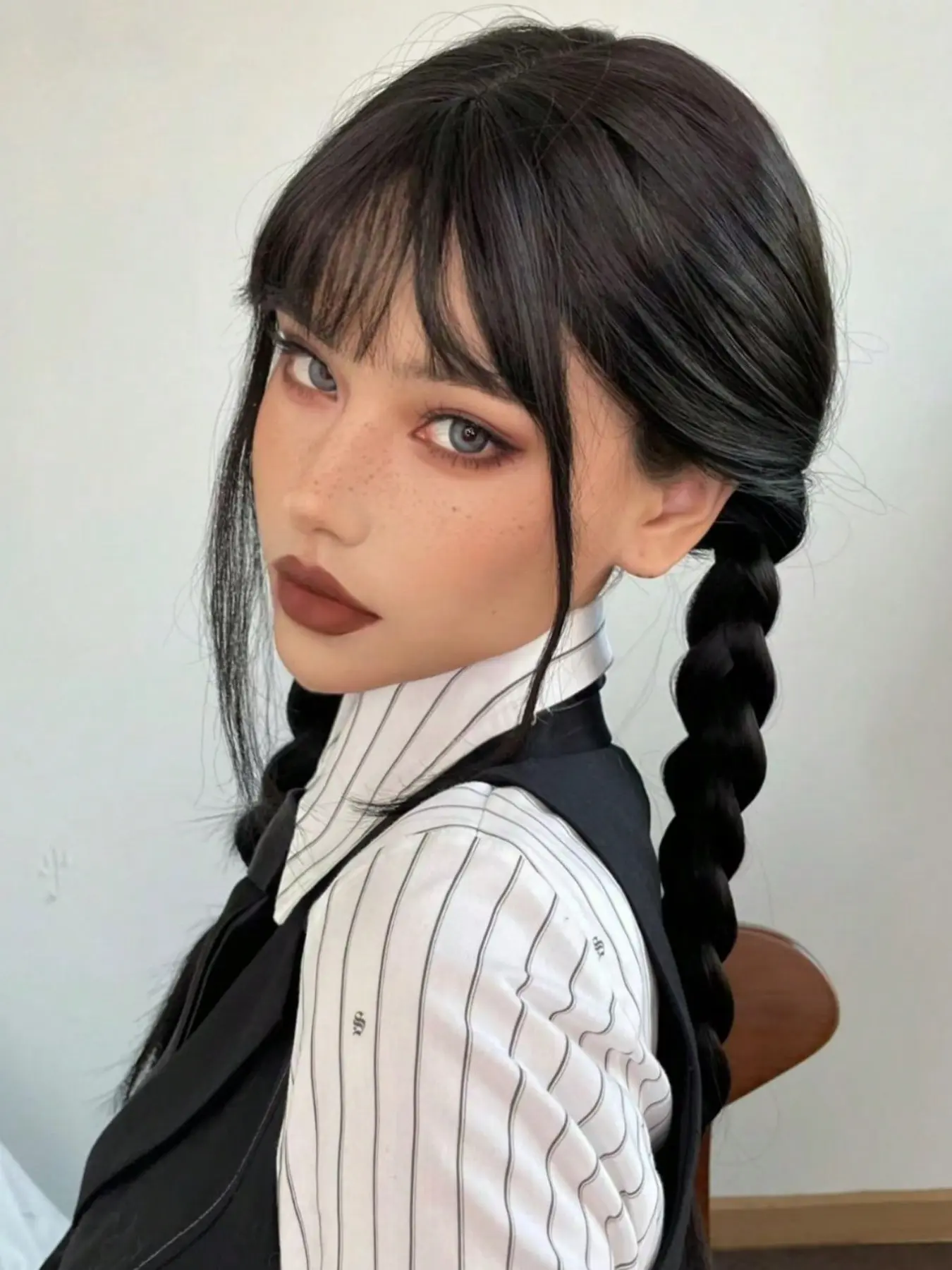 Long Braids Wig for Girls, Twisted Halloween Cosplay Costume Party Wig, Synthetic Braided Wig with Bangs, Carnival Wig