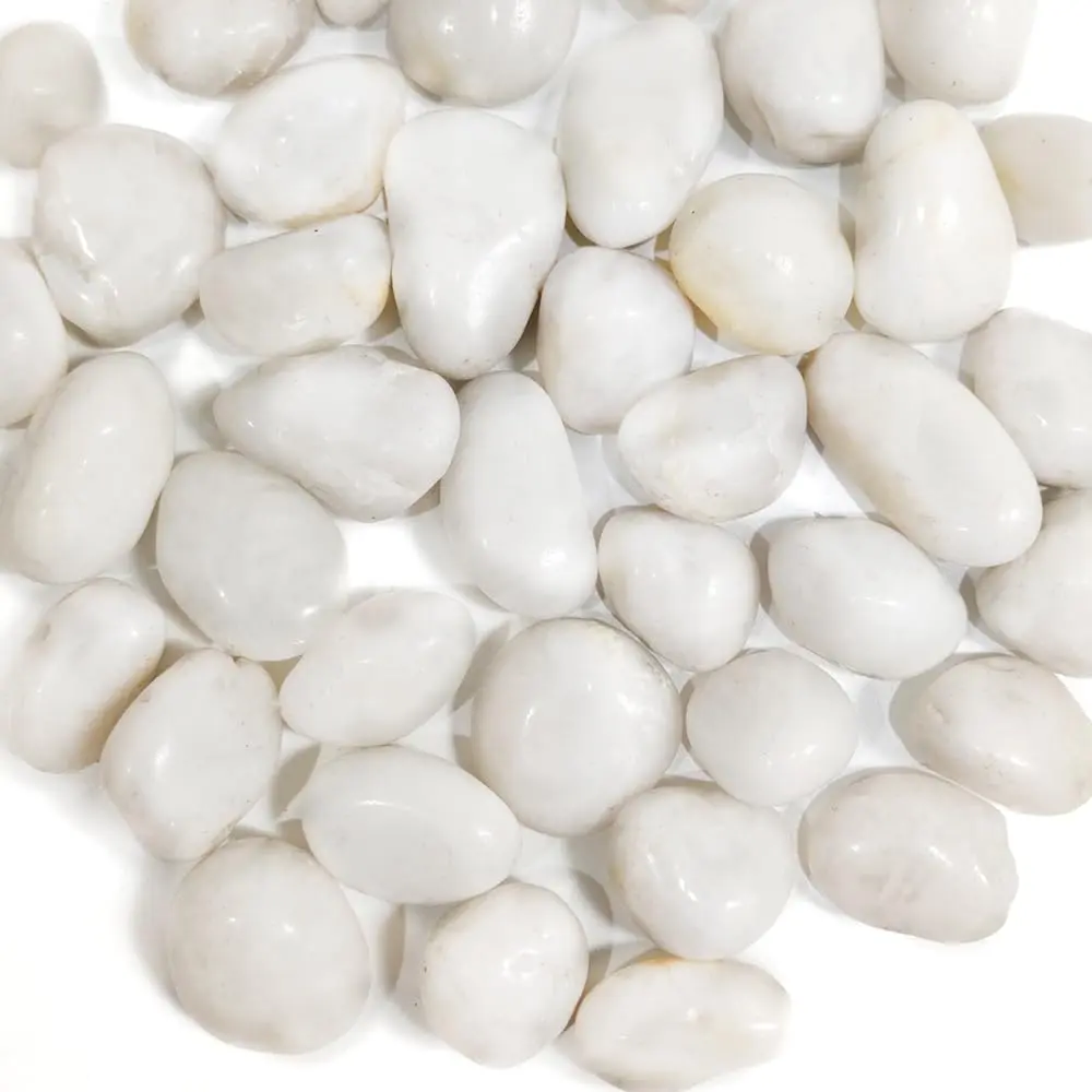 2lb Polished Rounded White Stones - Decorative Aquarium Gravel for Fish & Turtles, Garden Landscaping & Indoor-Outdoor Top Dressing, Polished Stone