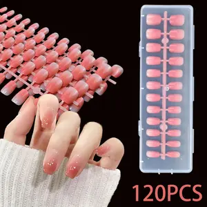 120pcs Square False Nails, Peach Gradient Design, Super Long, Press-On, Salon Quality, Acrylic Nail Extensions, 12 Sizes, Single Item