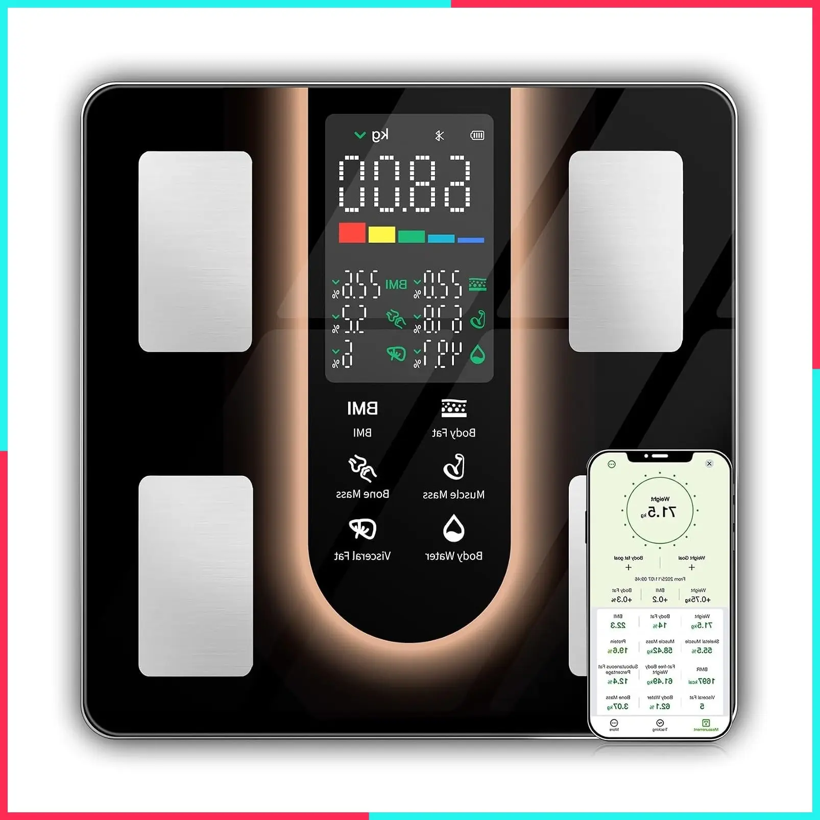 Smart Scale for Body Weight with BMI & Body Fat, 23 Health Metrics, 5.8" Large Display
