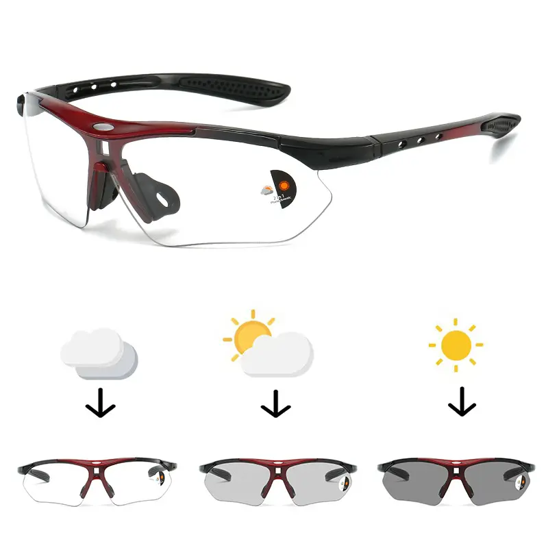 Men Women New Arrival Photochromic Sports Sun Glasses Fashion Anti-Glare UV400 Protection Eyewear for Cycling Running Hiking Fishing Driving Motorcycle Outdoor Sports Daily Wear