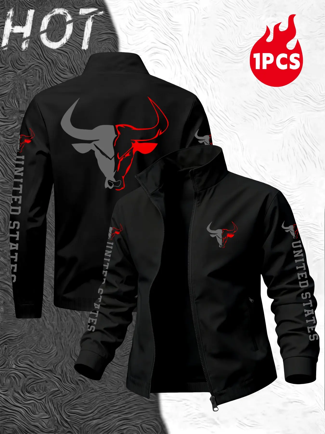 Men's Sporty Long Sleeve Lapel Jacket, Colorblock Letter Print, Zipper Outerwear, Fitted H-Type, All Seasons