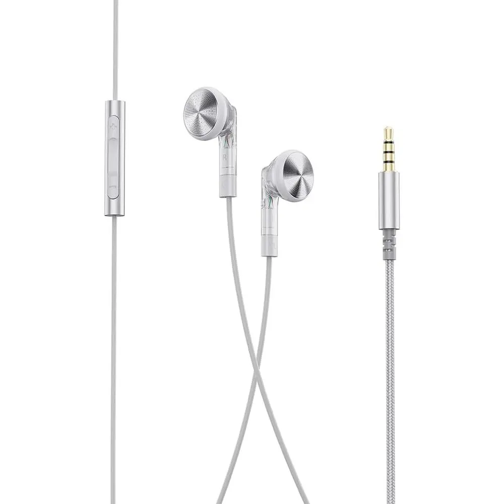 FF1 3.5mm HiFi  Wired Bass Earbud 14.2mm Dynamic  Microphone Earphone for Gaming Meeting Video (Translucent)