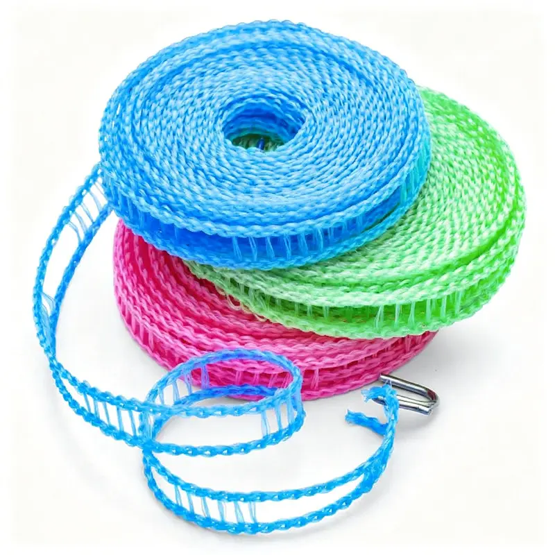 3-Pack Retractable Portable Foldable Clotheslines, Adjustable Windproof Washing Lines with Hooks, 5m/197in Indoor-Outdoor Laundry Drying Lines, Ideal Camping Essentials, Portable Foldable Washing Lines