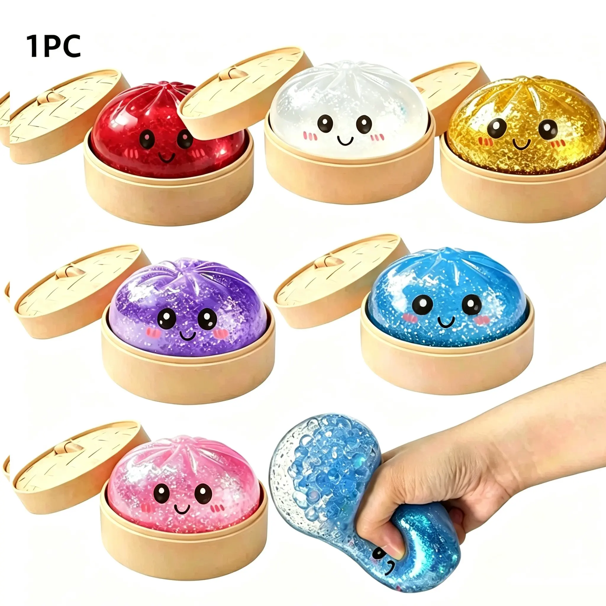 1pc Stress Relief Soft Dumpling Stress Balls, Sensory Toys, Squeezable Dough Balls, Soft Stress Relief Toys, Elastic Ball Toys, Squishy Steamed Bun, Sensory Stress Reliever