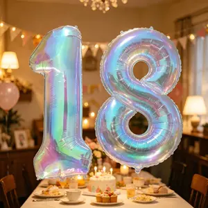 4 pieces, large colorful aluminum foil balloons in the shape of numbers, suitable for birthdays, Christmas, New Year, graduation ceremonies, wedding celebrations - party decorations, event balloons | Durable party balloons
