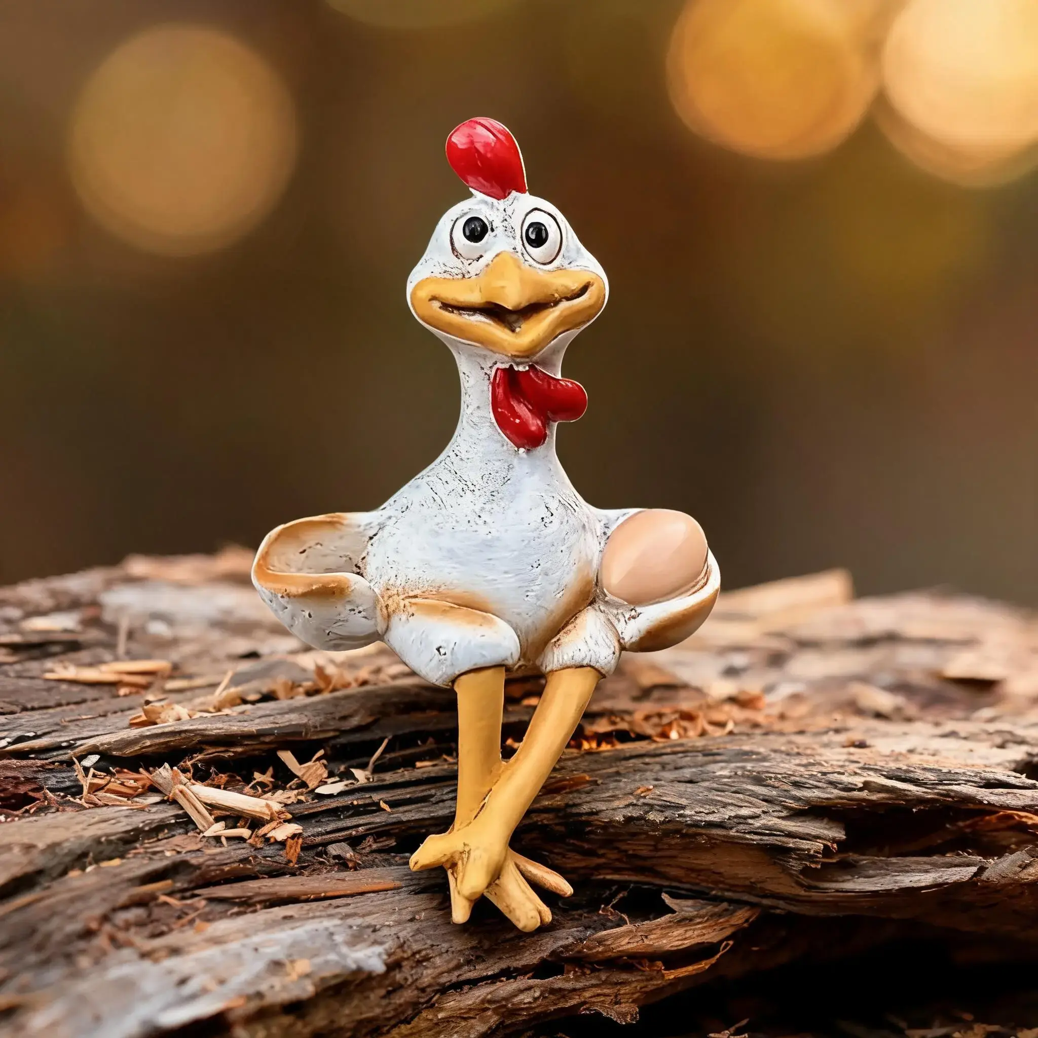 Cute Chicken Decoration Sculpture, Cartoon Sitting Chicken Statue, Decorative Garden Backyard Fence Courtyard Home Patio Office Decor, Garden Sculptures Statues