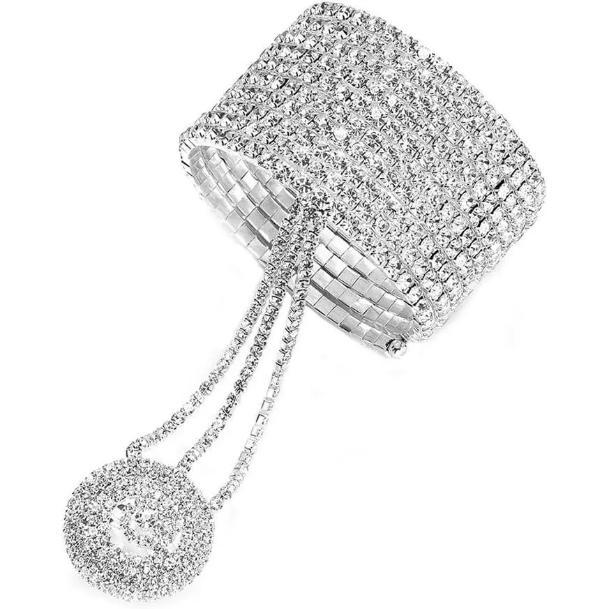 Rhinestone Hand Chain Bracelets Finger Ring for Women Beautiful Bride Trendy  Sparkling Cubic Zirconia Slave Bracelet Open Rings Blippi Halloween Costume Accessories Dating Anniversary