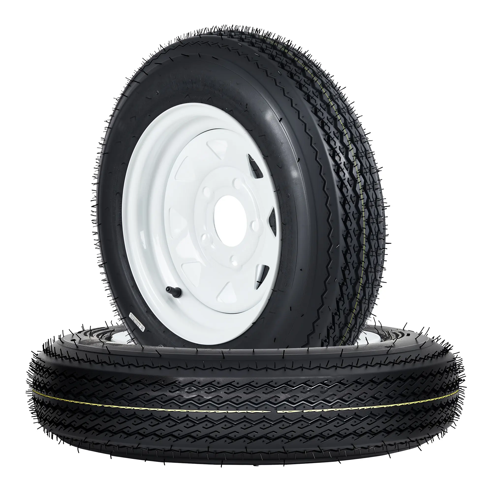 Trailer Tire and Wheel Assembly Set (2-Pack), 4.80-12/5.30-12 Bias Ply Tires on Steel Rims, 4-Lug (4x4") , 6-Ply Rated, 1820lbs Load Capacity, Pre-Mounted for Boat Camper Utility Cargo Trailer, Easy Bolt-On Replacement