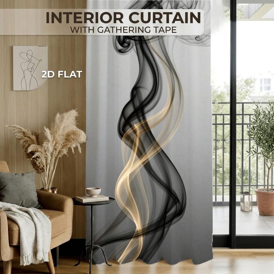 2Pcs Abstract Gold Black Smoke Pattern Sun Blocking Curtains Digital Printed Rod Pocket, Window Treatment For Bedroom Office Kitchen Living Room Study Home Decor
