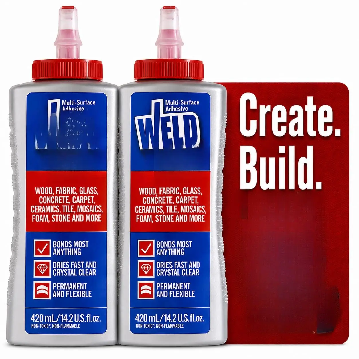 Synthetic Heavy-Duty Multi-Surface Glue - 2-Pack Fast-Drying Adhesive (14.2oz/420ml Each) for Tile, Ceramic, Mosaic Crafts Repairs