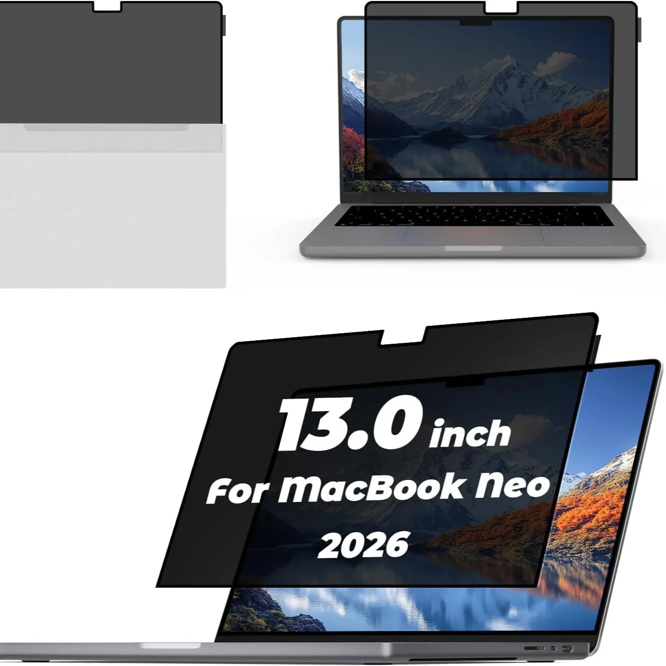 Nano-Suction Laptop Privacy Screen Filter for 2026 Macbook Neo 13'' A18 Pro, Easy On/off, Anti-Spy, UV & Glare Block, Blue Light Filter