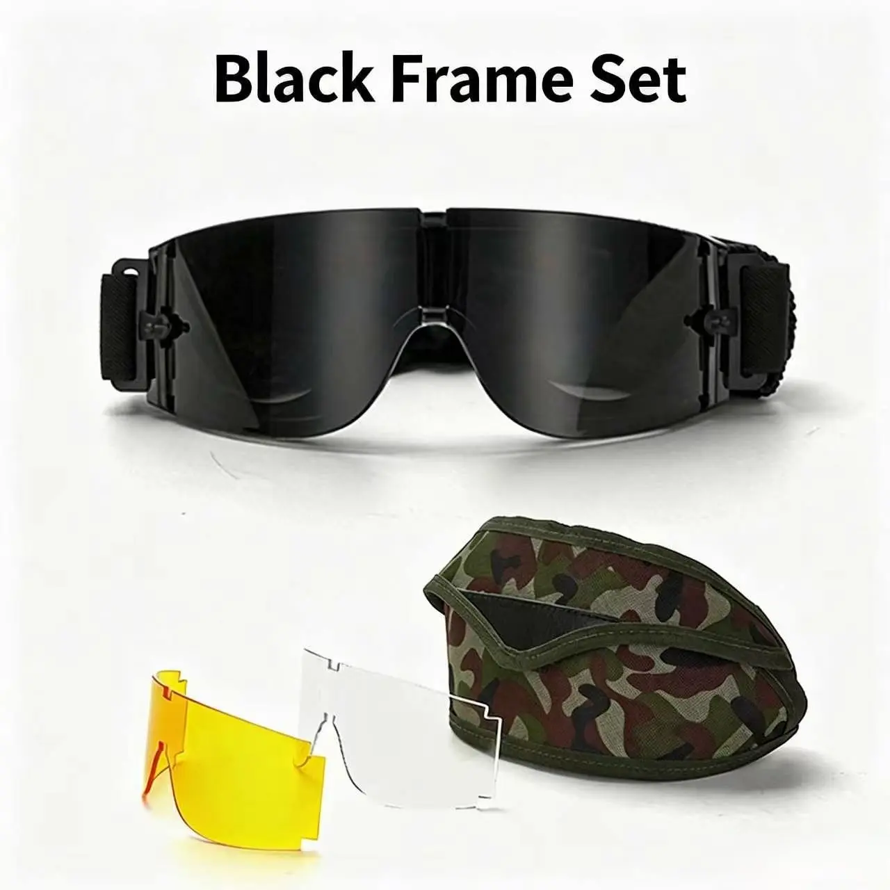 3-Piece Interchangeable Lens Tactical Shooting Goggles, Explosion-Proof Impact Protection Glasses, Outdoor Riding Goggles, Ideal for Military Enthusiasts, Cs, Shooting, Cycling, Outdoor Activities