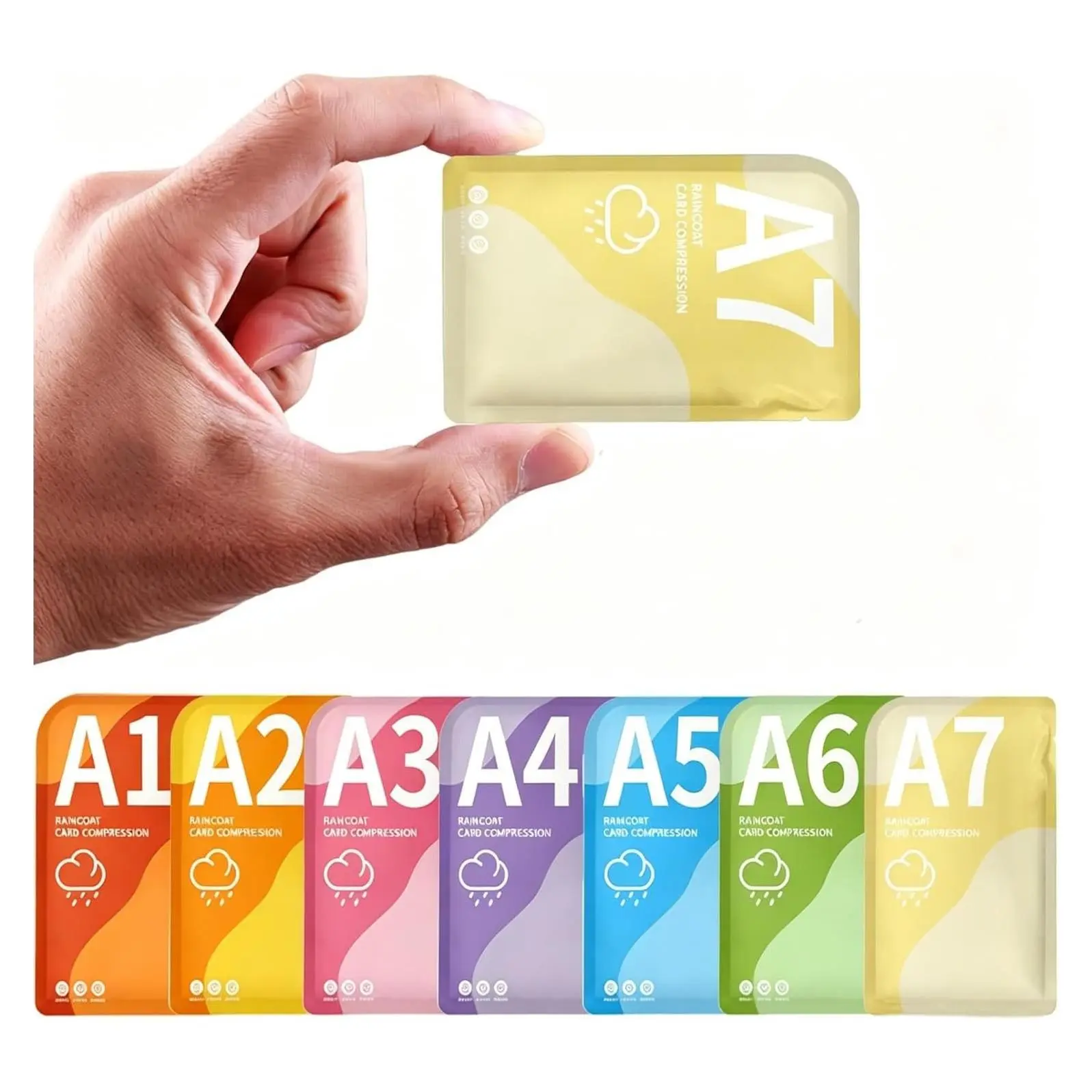 Disposable Rain Ponchos with Hood - Emergency Rain Coats for Adults Men Women, Compact Size, 7 Pack, 7 ColorsGift