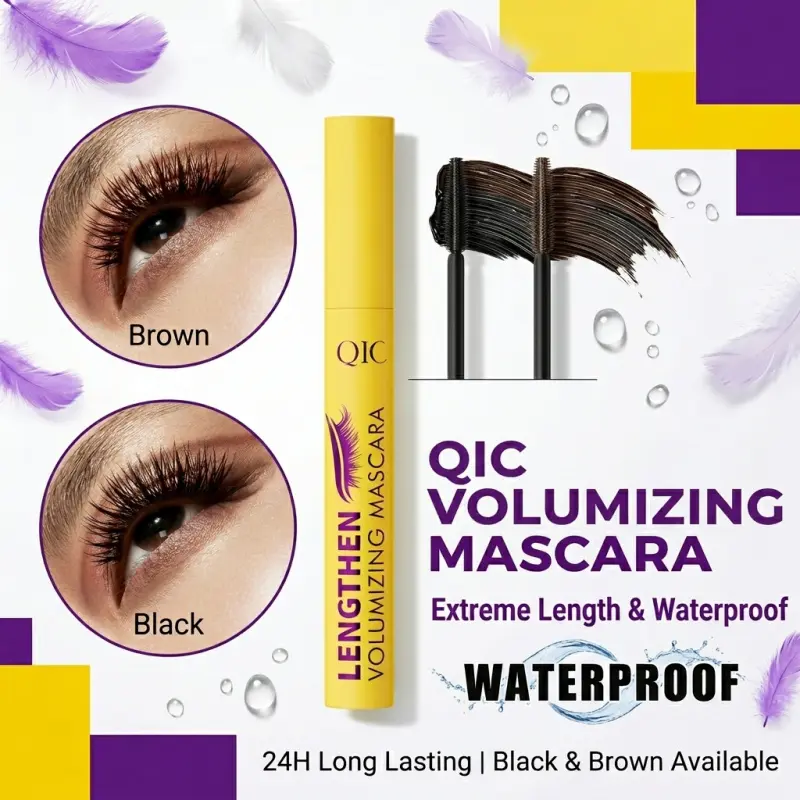 The Viral Yellow Tube Mascara  QIC QiNi's Lengthening & Curling Secret! Get Feathery Lashes Instantly, No Clumps, Waterproof & Smudge-Proof #makeuptok #mascarahack