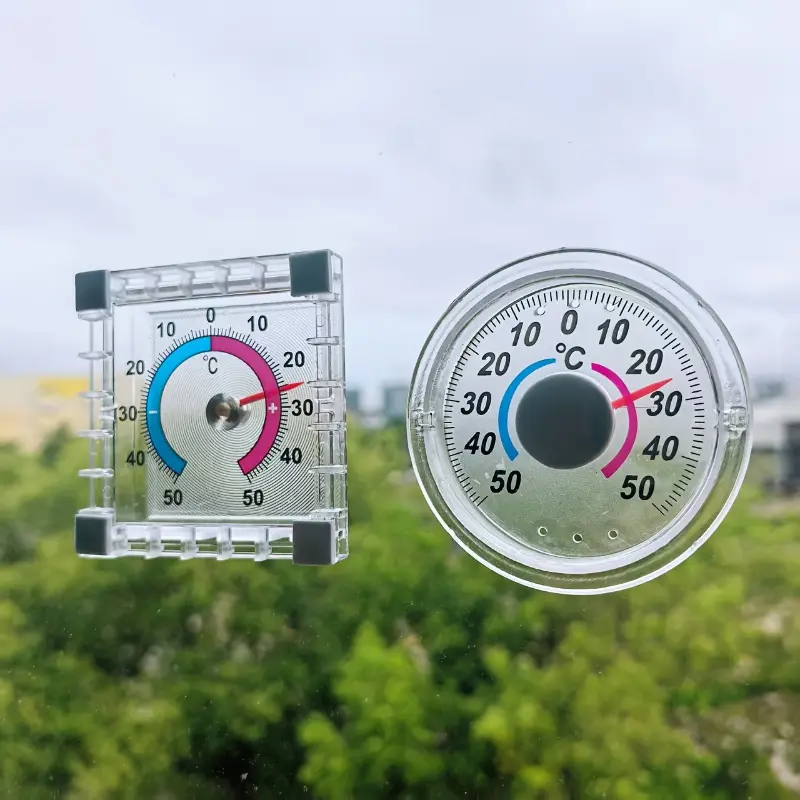 Indoor Outdoor Thermometer Set, -50 to 50 Celsius, No Power Required, Wall Mounted, Glass Window Hanging, Perfect Gift