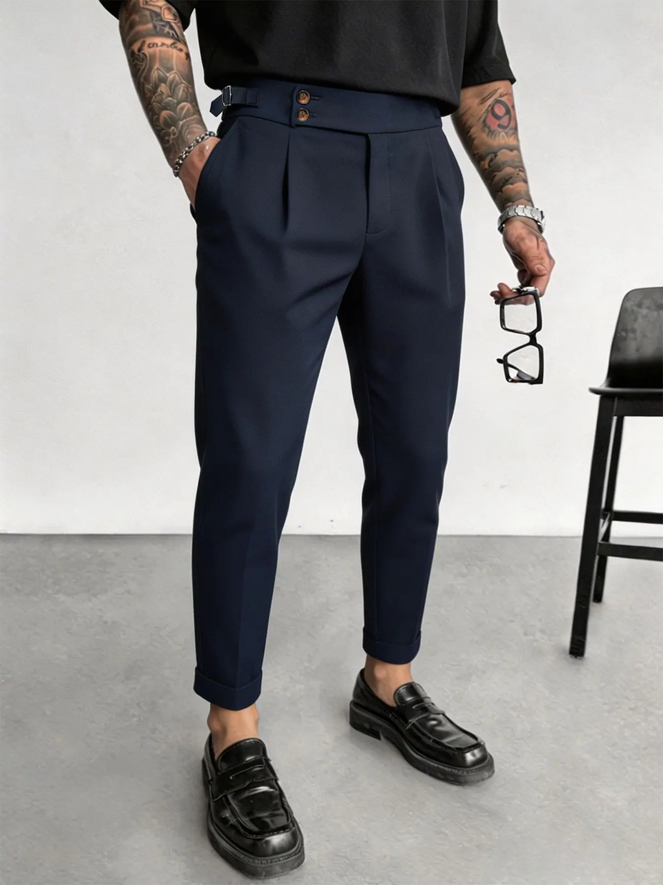 Men's Four-Season Conical Suit Pants, Wrinkle-Resistant Casual Business Long Pants, Multiple Colors Available, Comfortable Office Wear