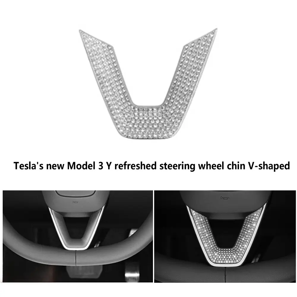 Sparkling Rhinestone Steering Wheel Sticker - Adjustable Aluminum Alloy Veneer Decoration for Car Interior, White & Black Design, Easy Installation, Enhances Grip & Style, Steering Wheel Accessory, Glossy Finish