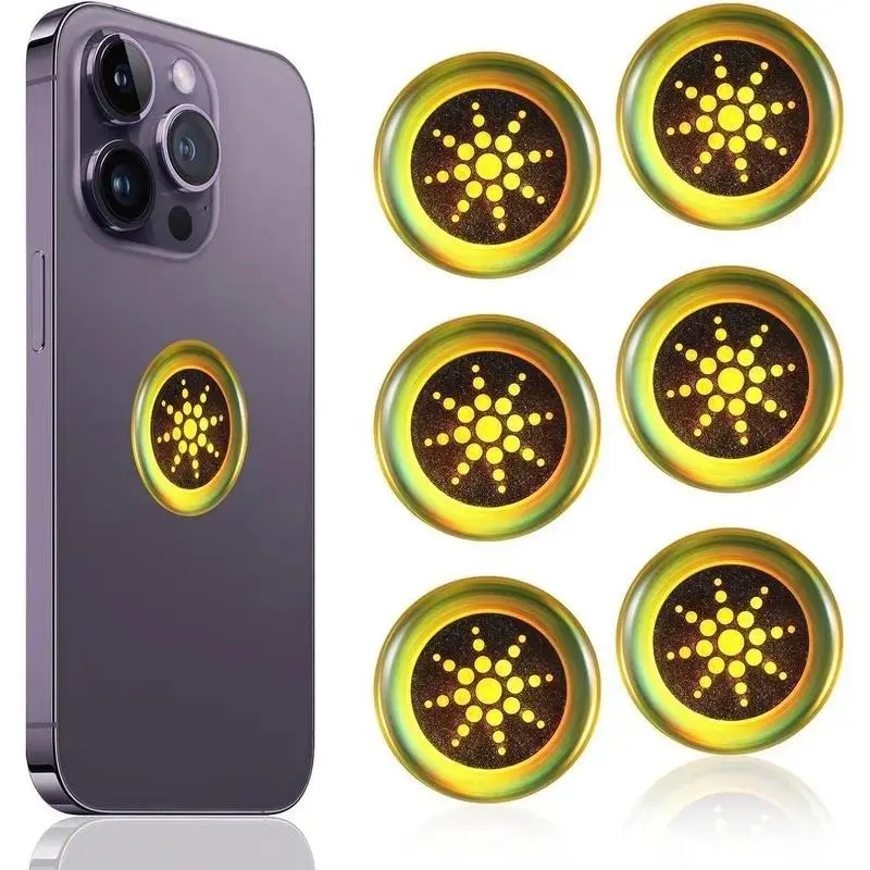 6pcs Metallic Gold Geometric Quantum Shield EMF Protective Stickers for Cellphone, Laptop, Electronic Devices