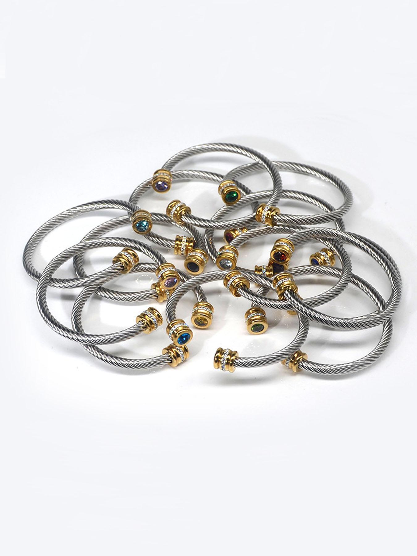 Rhinestone Decorated Stainless Steel Cuff Bracelet, Rhinestone Decor Bangles, 1 Count Fashionable Jewelry for Party, Everyday Wear Accessories, Trendy Versatile & Exquisite Jewelry for Birthday Gift