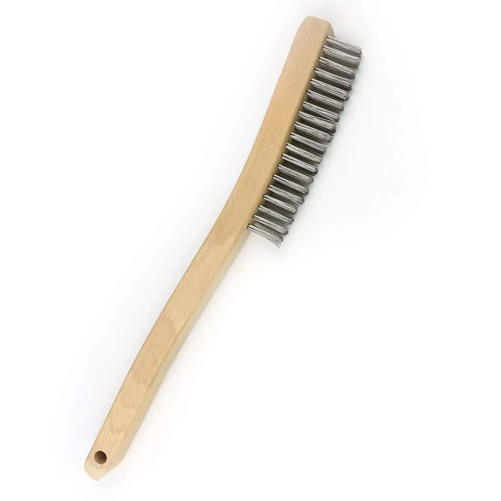 Wire Brush, Heavy Duty Stainless Steel Wire Brushes for Cleaning Rust, Grill Brush, Steel Brush for  Removal, Welding, Stiff Bristle Metal Brush with 14" Long Beech Handle, Large