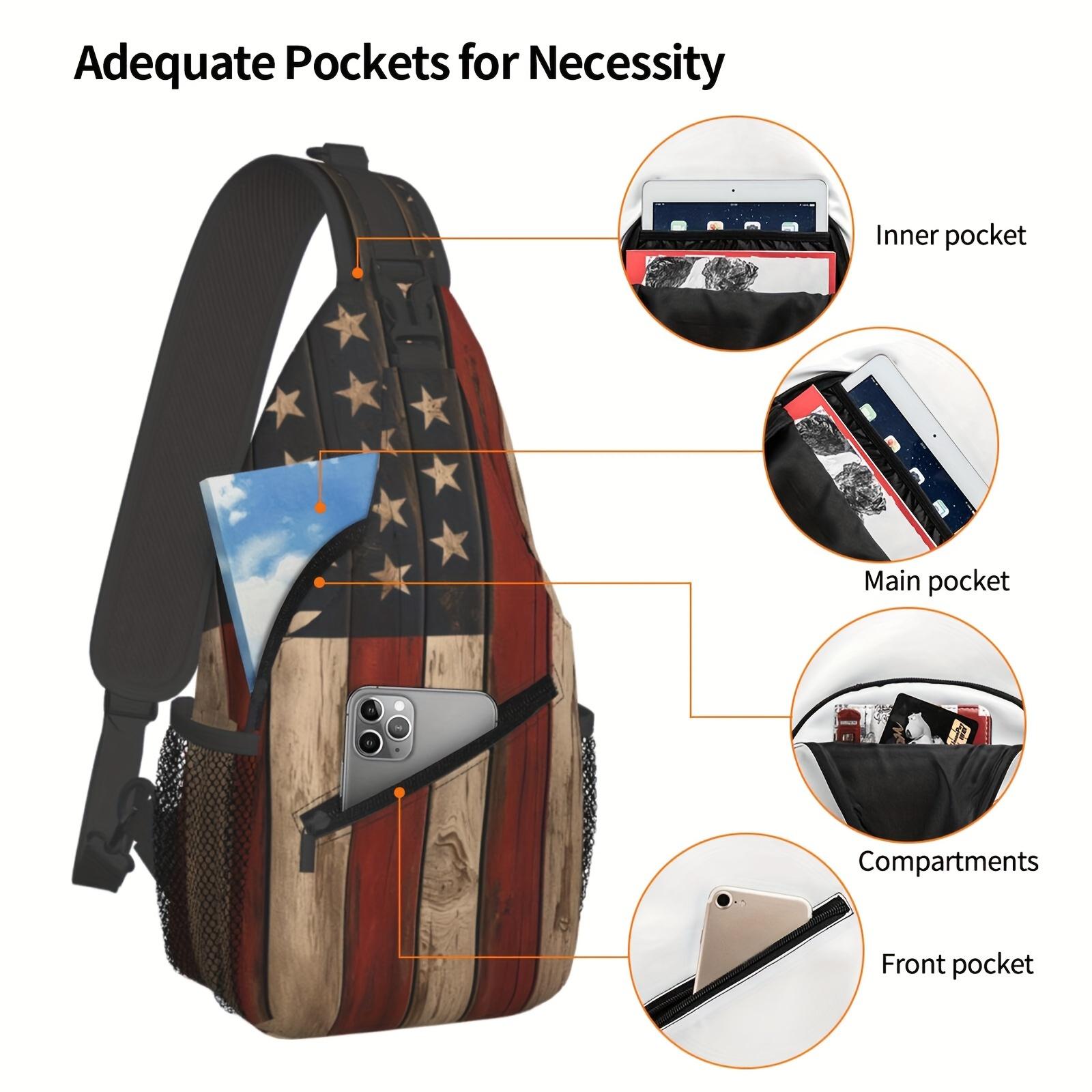 Crossbody Chest  Hiking  Vintage American Flag Shoulder  Folding Large Capacity Fashion Durable Can Be Used For Shopping, Work, Leisure  Beach  Fishing   Accessories  For School Back Christmas Gifts bag travel backpack