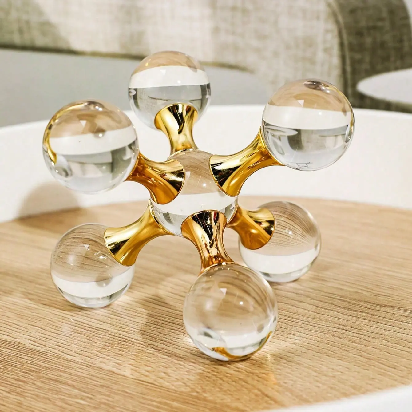 1pc Luxury Molecule Artificial Crystal Decorative Craft Ornament,suitable for tabletops, living rooms, and offices; ideal for birthdays, graduations, weddings, and home décor, bedroom accents