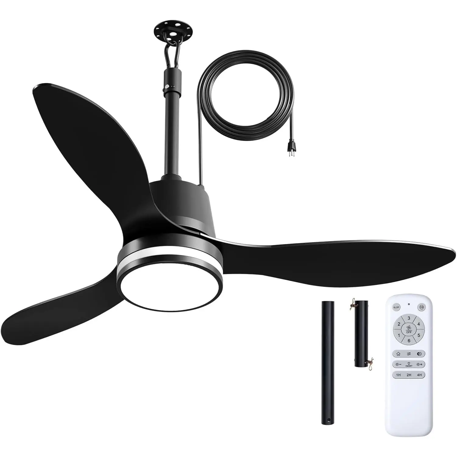 42 Inch Outdoor Ceiling Fans with Lights for Patios, IP65  Gazebo Fan Remote Control, 3000-6000K, 6 Speeds, Hook  Plug in Ceiling Fan for Patio Porch Pergola Garage Canopy
