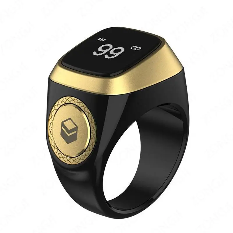 Smart Zikr Ring Praise Tasbih Tally Electronic Digital Counter for Muslims Prayer Time Vibration Reminder Waterproof Prayer Time Reminder