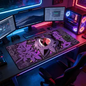 Ghost Graffiti Large Extended Gaming Mouse Pad - Non-Slip Rubber Base, Stitched Lock Edge, Street Art Design, Durable Home Decor Desk Mat