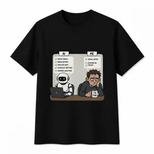 AI Work Humor T-Shirt for Men Women| Funny Robot Office Graphic Tee, Human vs AI Meme Gift Top