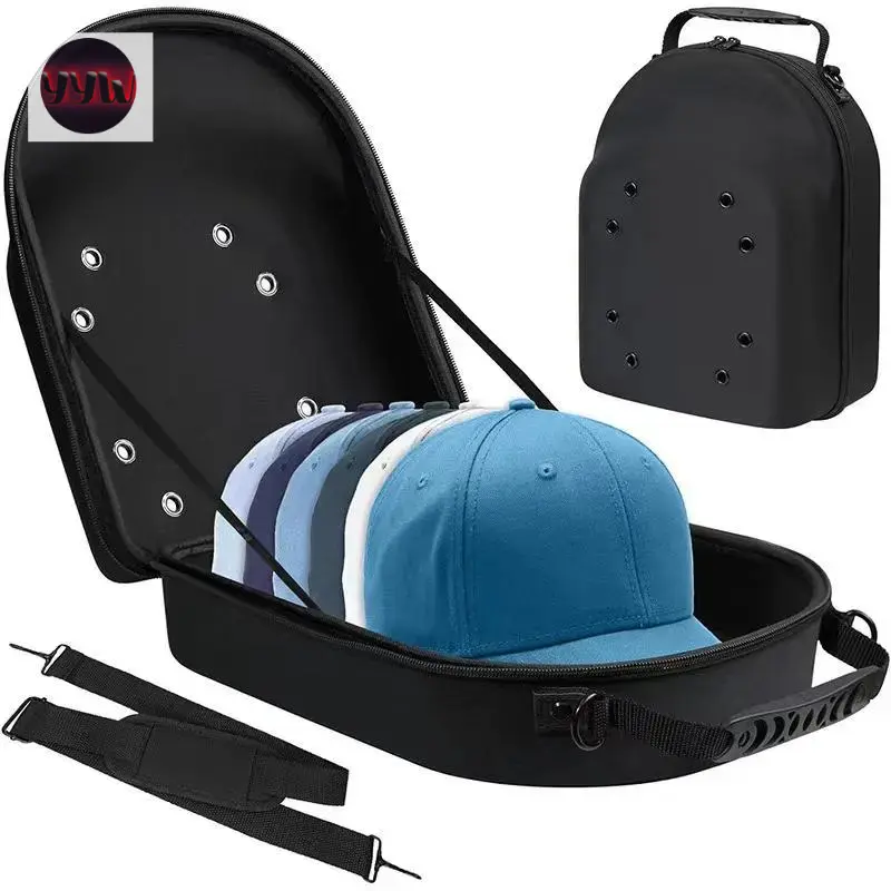 YYW1 Hat travel Cases Baseball Caps, Hat Storage Organizer Holder with Shoulder Strap & Handle, Protect up to 6 Hats Outdoor and Home Storage, Black Men's Solid Color Crossbody Sling Bag Fashion Zippered Sling Bag Lightweight Box