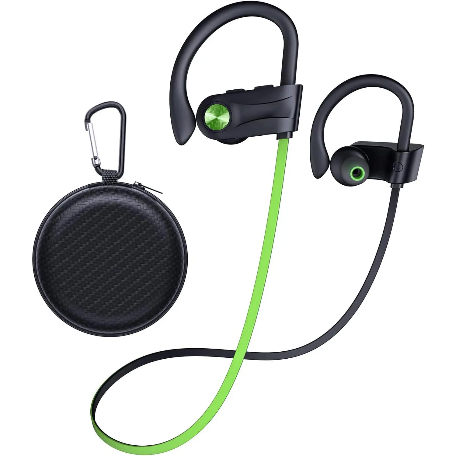 Bluetooth Headphones, Wireless Earbuds IPX7 Waterproof Bluetooth 5.3 Headphones with 16Hrs Playtime Stereo Bass Headsets with Mic Running Headsets with Earhooks for Sports Running Workout
