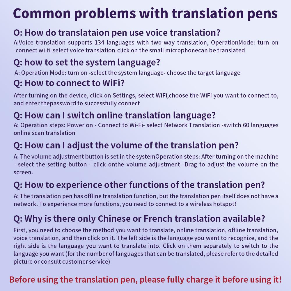 Translation Reading Pens for Adults, Smart Translation Pen, Auxiliary Tools, 134 Language Translation Devices for Reading Support, Language Learners for Voice Dialogue Translation, 60 Languages for Scanning Translation