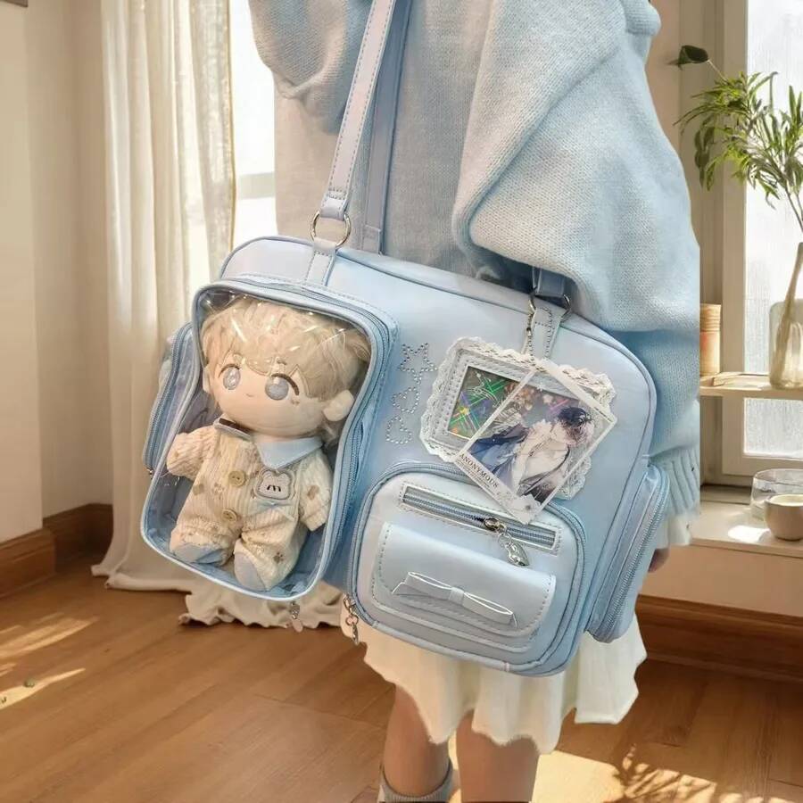 New Y2K Cute Itabag Comic Exhibition Large Capacity Backpack Sweet Girl Transparent Crossbody Bag DIY Badge Display Shoulder Bag