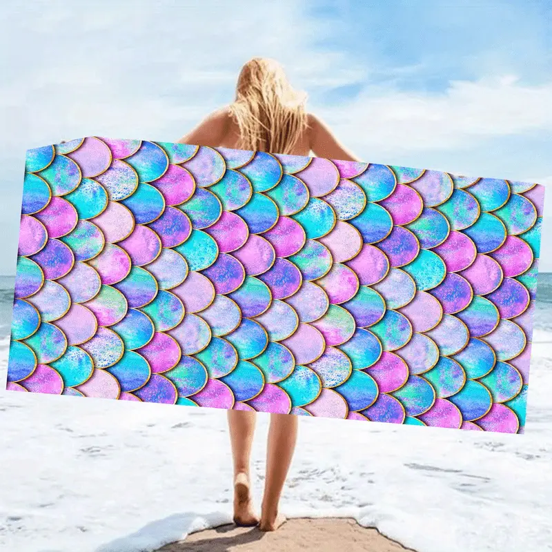 essential,,standard,portable,,hostess,gift,,xl,luxury,bathtowels,decorative,boat,personalized,custom,towels,drying,Mermaid Fish Scale Swim Robe Beach Towel Poncho Wrap Quick Dry Absorbent Soft Microfiber Lightweight Multifunctional Car Seat Sweat Towel fo