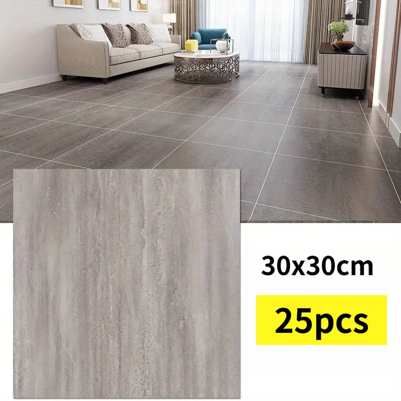 25Pcs Economy Large Pack, 30x30cm Self-Adhesive Faux Marble Floor Sticker, Thickened Wear-Resistant Waterproof, Directly on Living Room Bedroom Floor & Wall, Self Adhesive Flooring