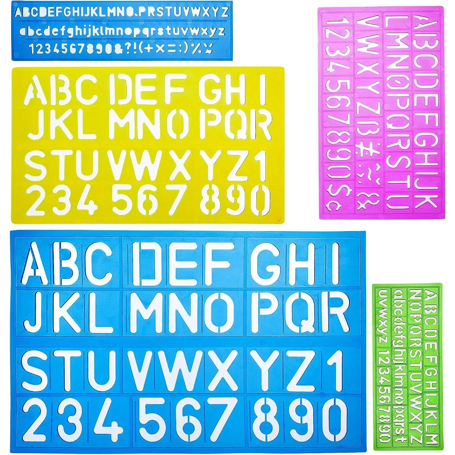 Letters and Numbers Alphabet Templates, Letter Stencils, Pack of 5