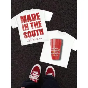 Made In The South Red Solo Cup Graphic Tee Vintage Distressed Southern Party Short Sleeve Unisex Cotton T-Shirt