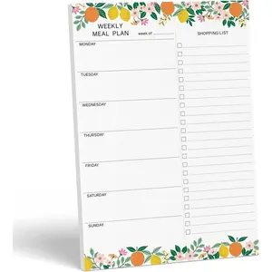 Fruity Weekly Meal Planner and Grocery List  Notepad. 7x10” Meal Planning Pad with  Off Shopping List. Plan Weekly Menu  for  or Dinner List for Family!