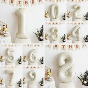 40-Inch Cream Color Digital Balloon, Ideal for Birthdays and Anniversaries, Durable Aluminum Helium Balloon for Indoor Celebrations