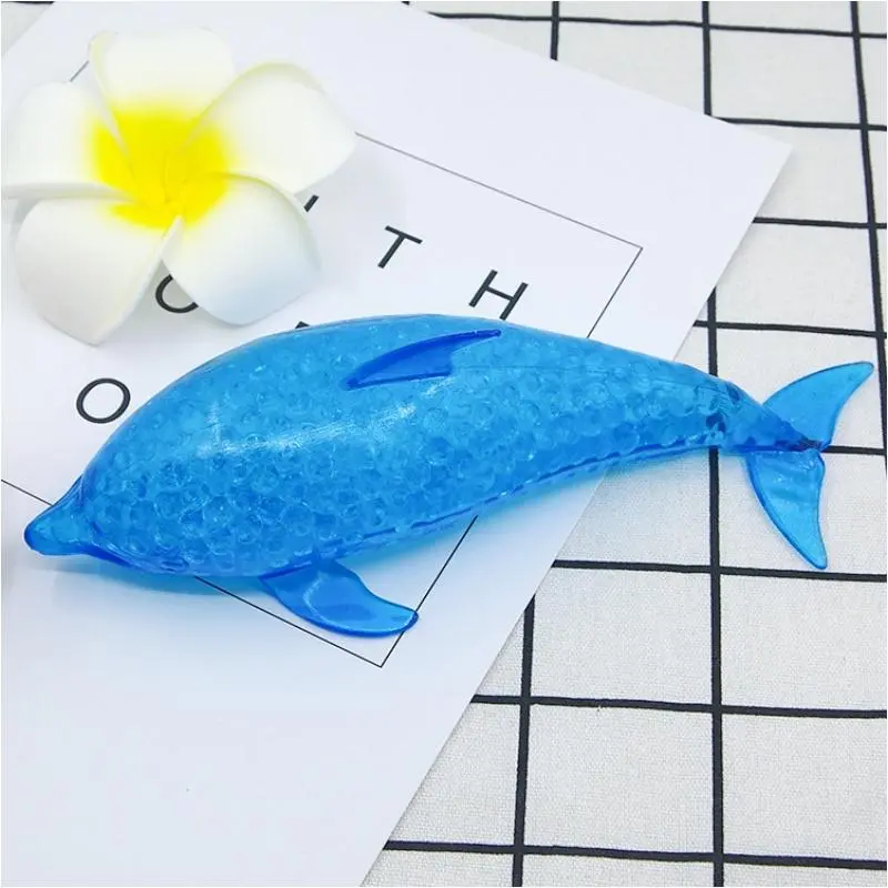 1pc Dolphin/Shark Squishy Stress Ball, Sea Animal Squeeze Toy with Water Beads, Stretchy Fidget Toy for Kids Adults