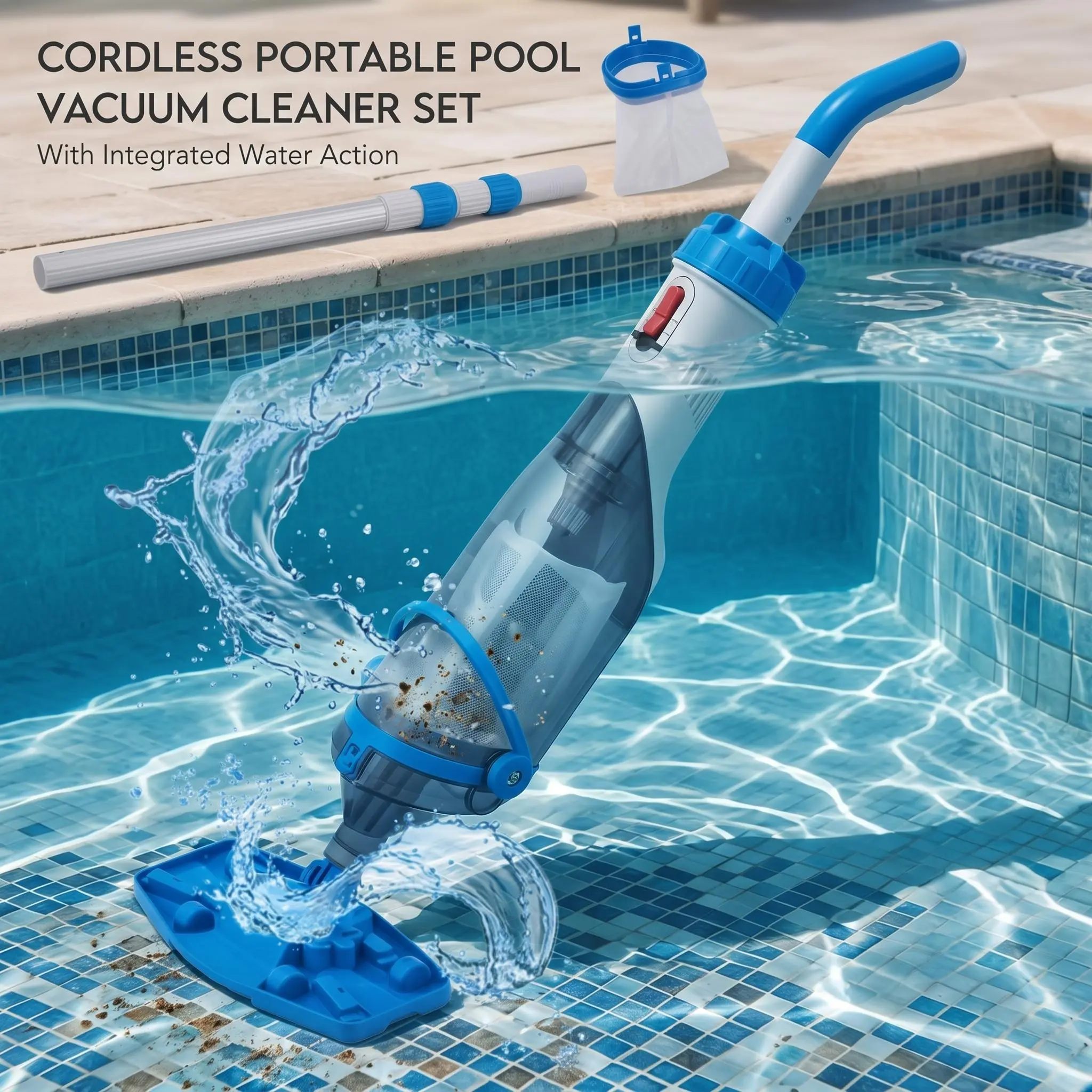 【GARVEE】Wireless Handheld Pool & Sewage Pump, Rechargeable Cordless Submersible Pump, 18.5 GPM High Suction, 60-Min Long Runtime, Dual-Mode Cleaning System, Portable Water Drainage Pump for Pool, Spa, Pond and Household Flood Cleaning