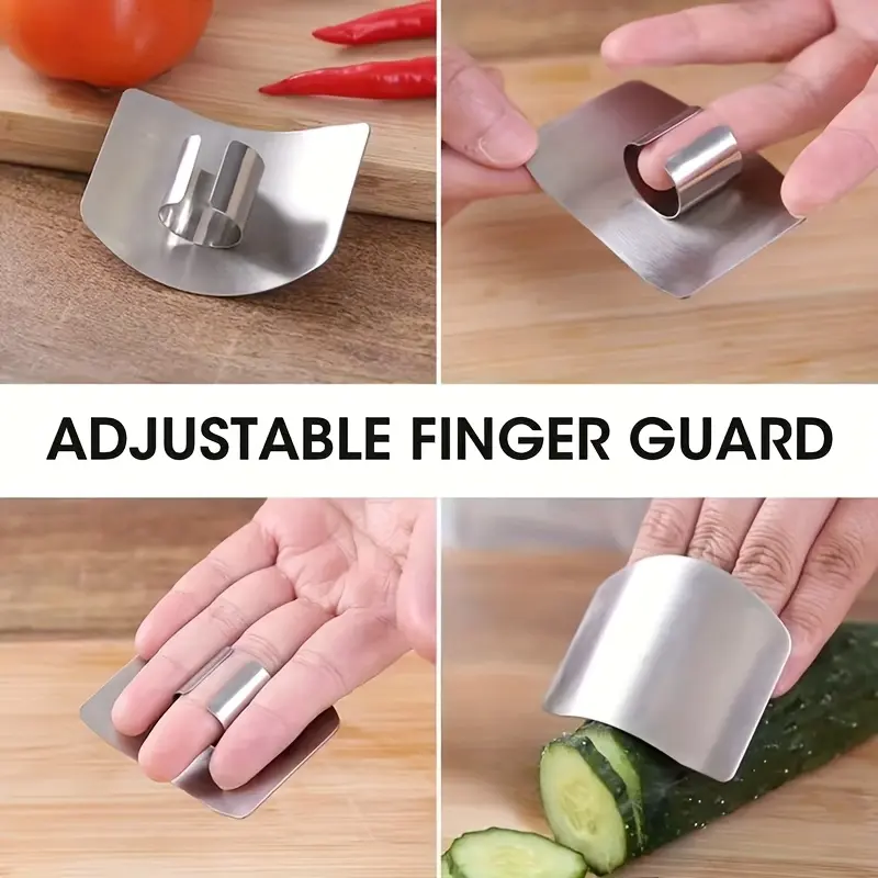 1/2pcs Finger Stainless Steel Finger Guard Kitchen Gadget Cutting Protector Anti-Cut Hand Shield For Vegetable Meat Slicing