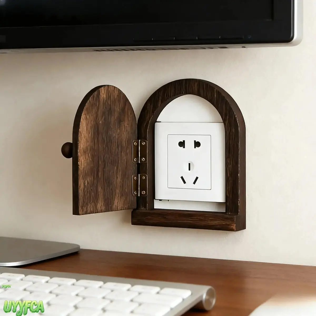 Arched Rustic Elegant Wooden Outlet Cover, Handmade Burnt Wood Dustproof Wall Socket Plate, Farmhouse Vintage Decorative Electrical Switch Panel, Child Safety Plug Protector For Bedroom Kitchen Living Room Interior Styling