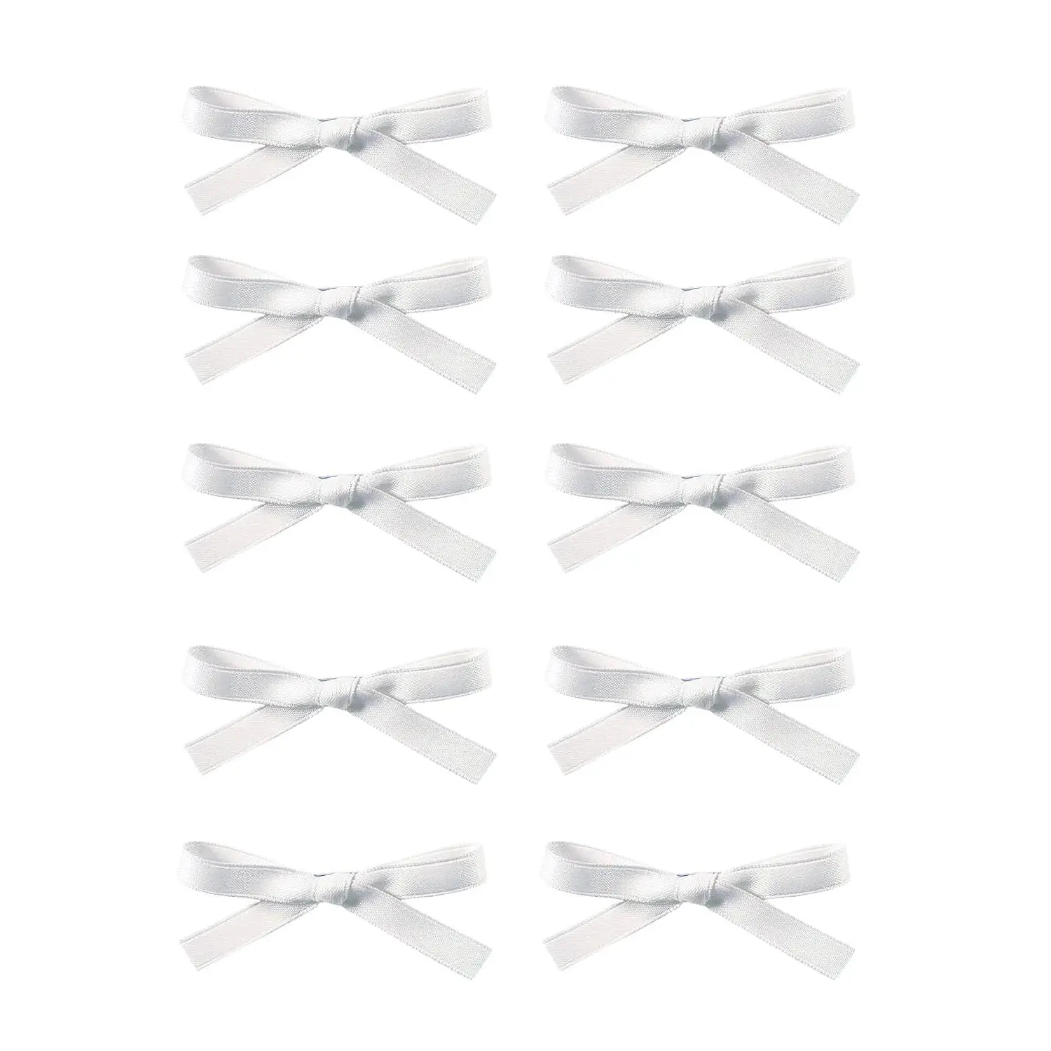 10 count White Hair Bows Ribbon Clips - Mini  Bow Claw Clips for Women, Girls,  - Suitable for Thick and Fine Hair | Hair bows hair clips | Non-slip | Without Pulling or Snagging | for  Hair Types