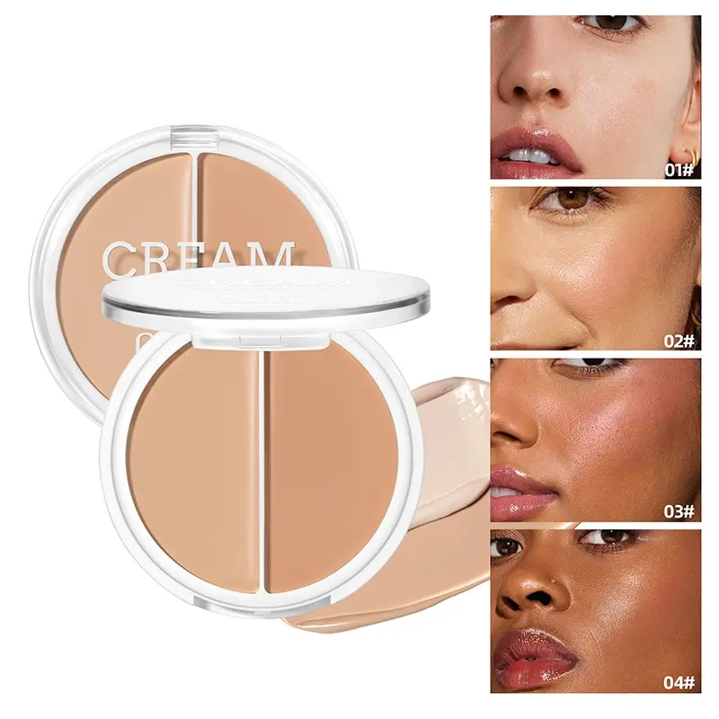 Dual Tone Foundation Cream Palette, Long-Lasting Concealer and Contour, Flawless Natural Makeup Effect, Suitable for All Skin Tones, Coverage