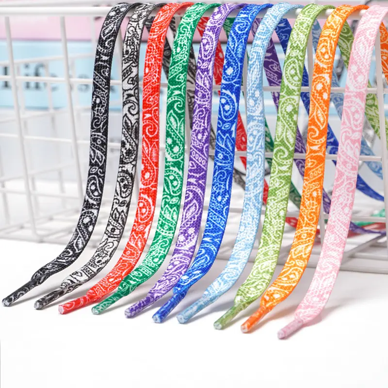 Paisley Print Flat Woven Footwear Laces, Tight Weaving Anti-Fray PVC Tip, Durable Versatile Lace-Up Sports Shoelaces for Sneakers, Casual Shoes, Lace Up Laces, Unisex